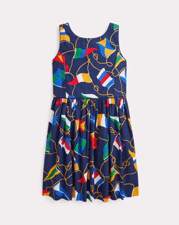 Nautical-Flag Cotton Poplin Dress