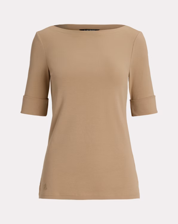 Stretch Cotton Boatneck Tee