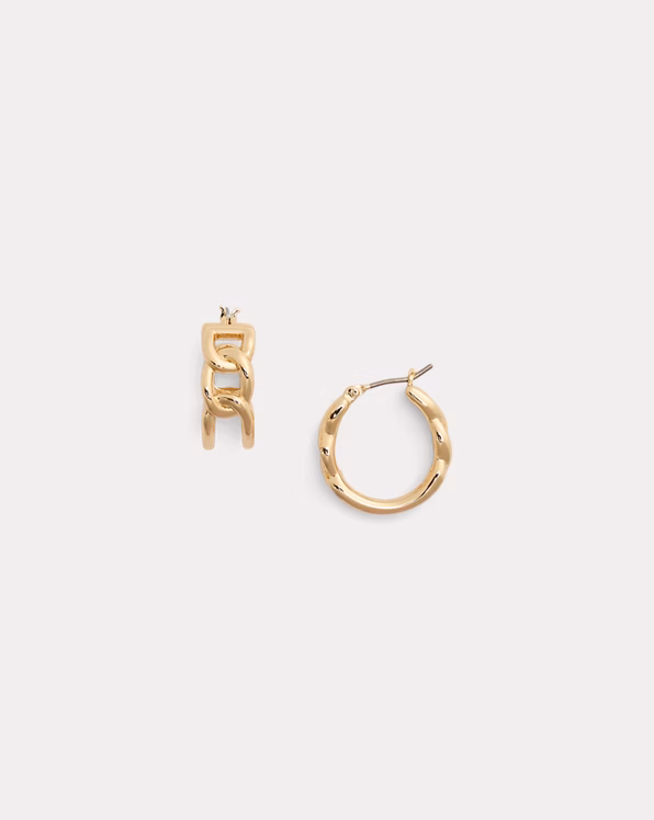 Gold-Plated Link Hoop Earrings