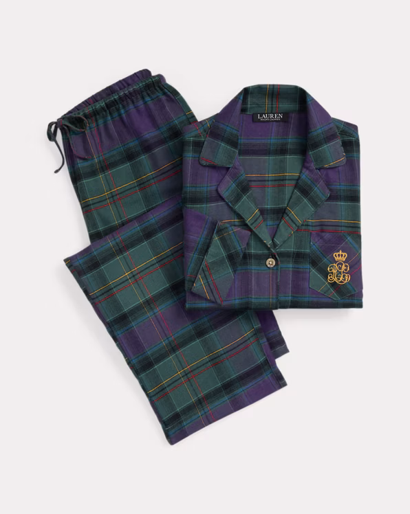 Plaid Herringbone Twill Sleep Set