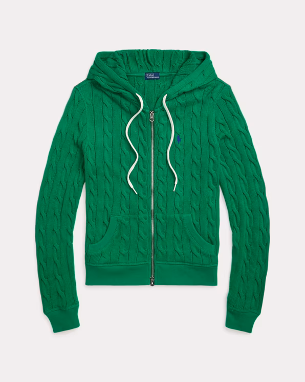 Cable-Knit Cotton Full-Zip Hoodie