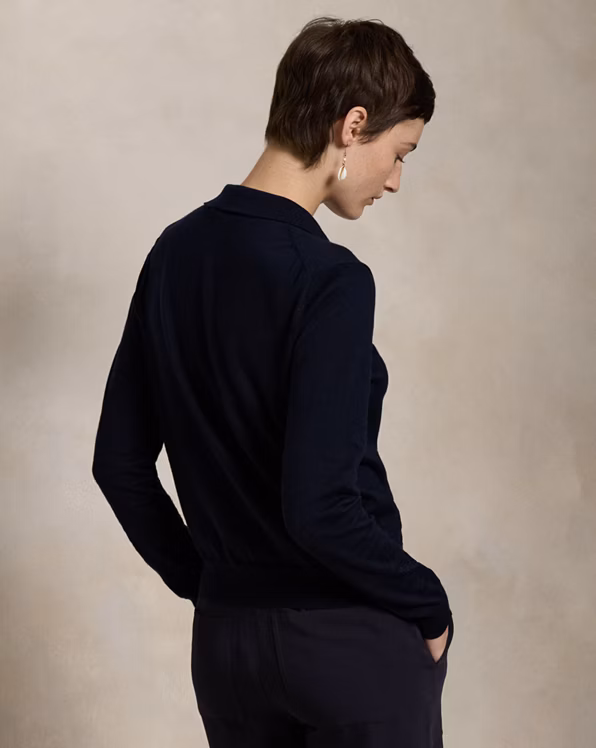 Cotton-Blend Polo Cardigan