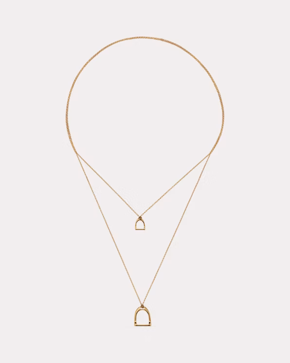 Rose Gold Double-Stirrup Lariat Necklace
