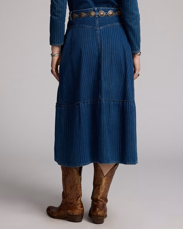 Indigo Striped Denim Skirt