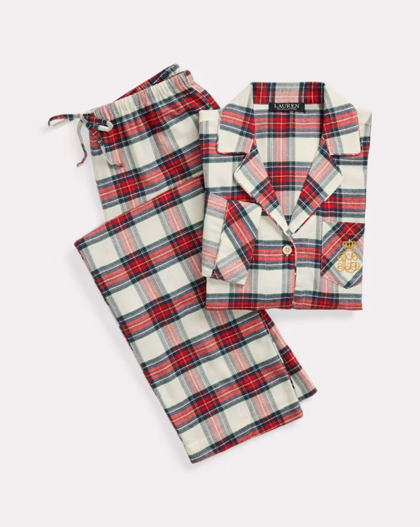 Plaid Herringbone Twill Sleep Set