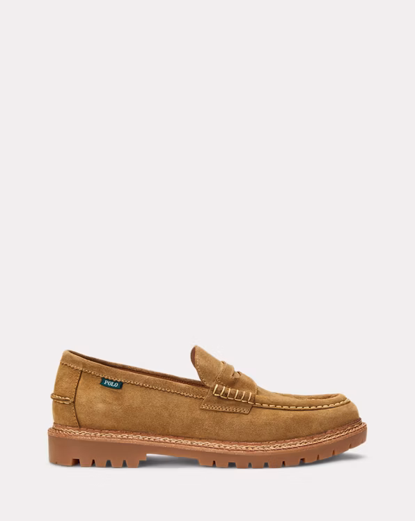 Jett Lug-Sole Suede Penny Loafer