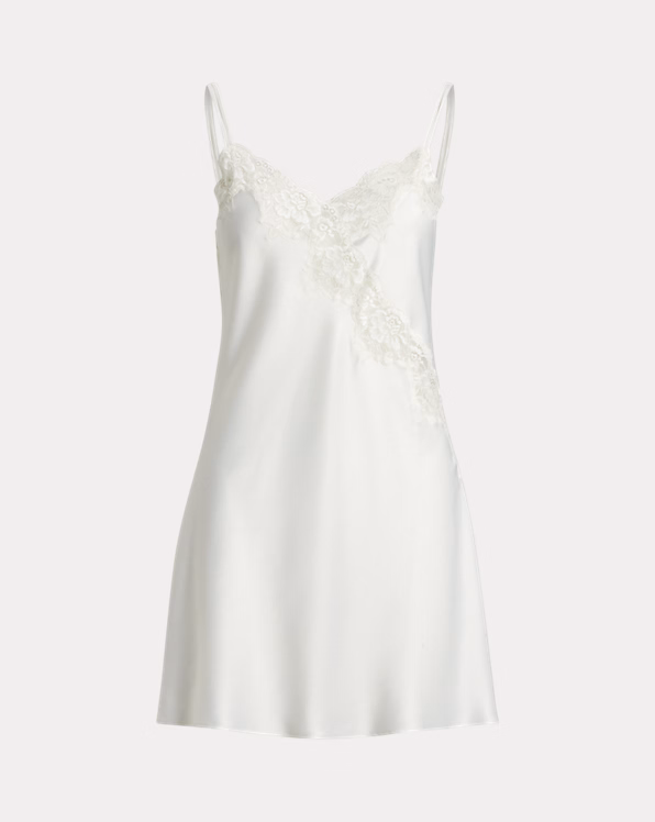Double-Strap Lace-Trim Satin Chemise