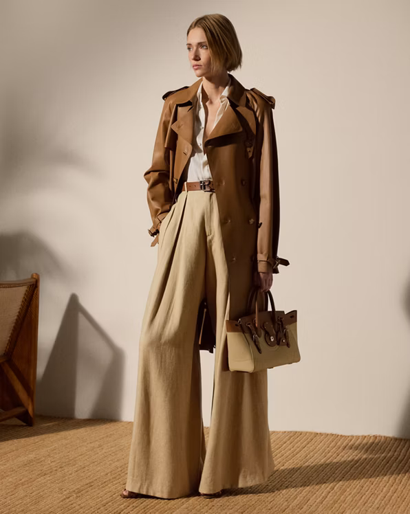 Greer Silk-Linen Twill Pleated Trouser