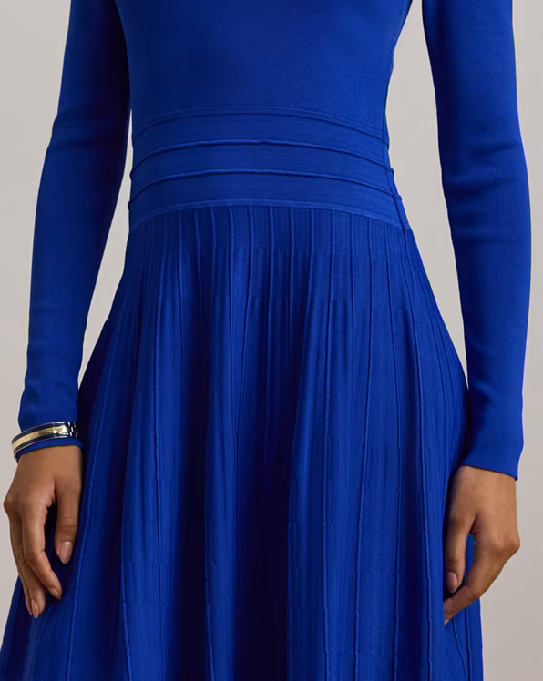 Pleated Long-Sleeve Jumper Dress