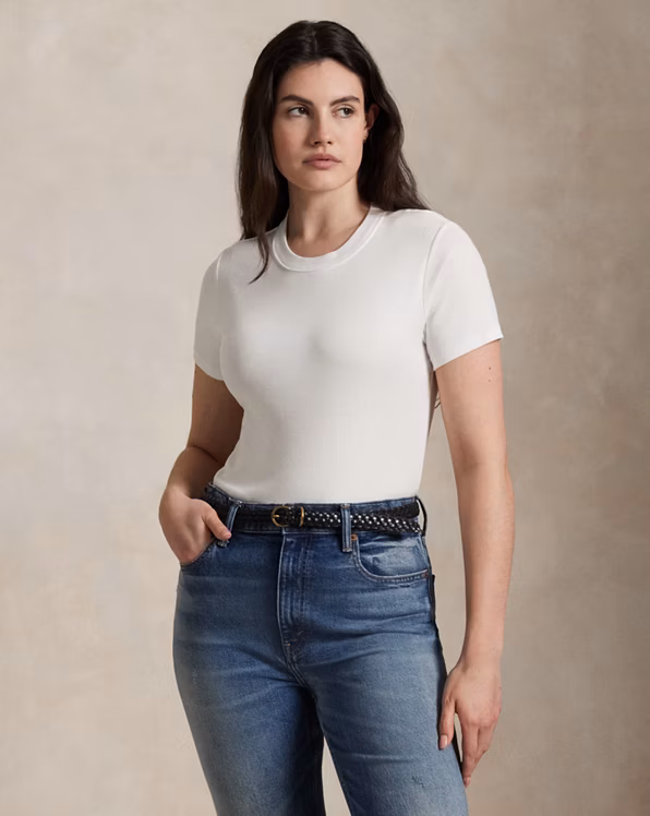 Slim Fit Rib-Knit Cotton Tee