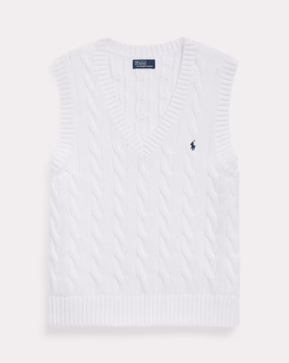 Cable-Knit V-Neck Sleeveless Jumper