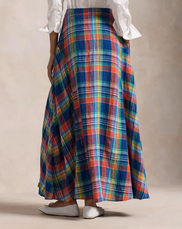 Plaid Linen Maxiskirt