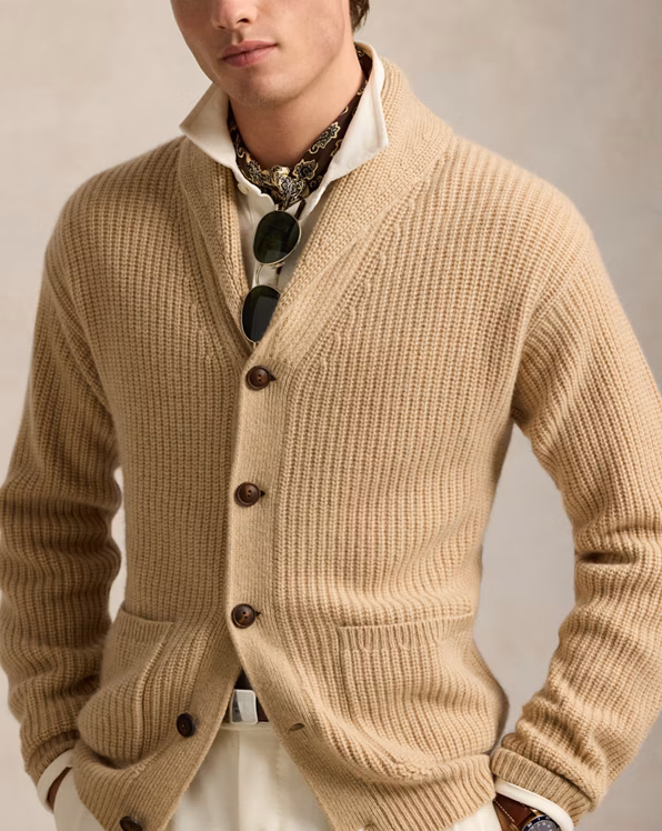 Textured Wool-Cashmere Shawl Cardigan