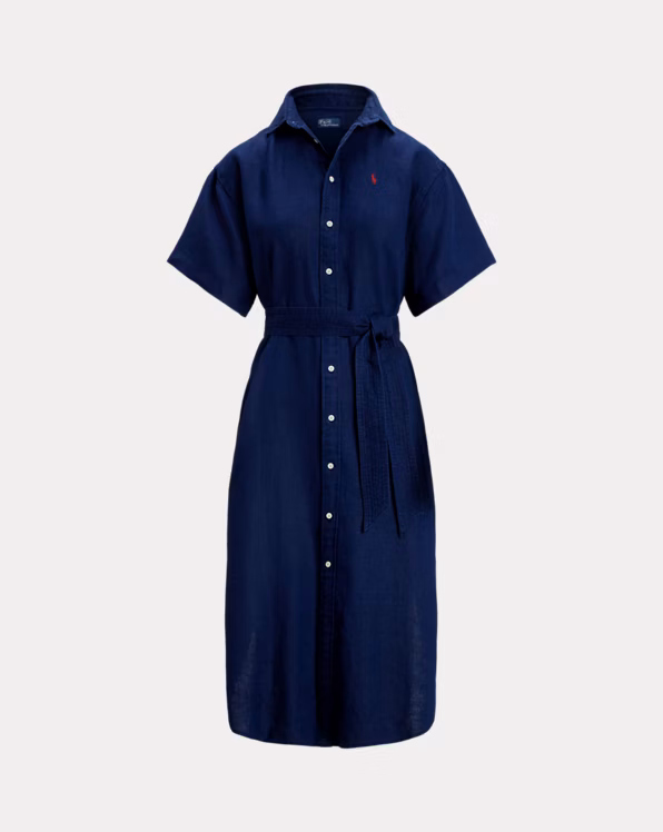 Linen Short-Sleeve Shirtdress