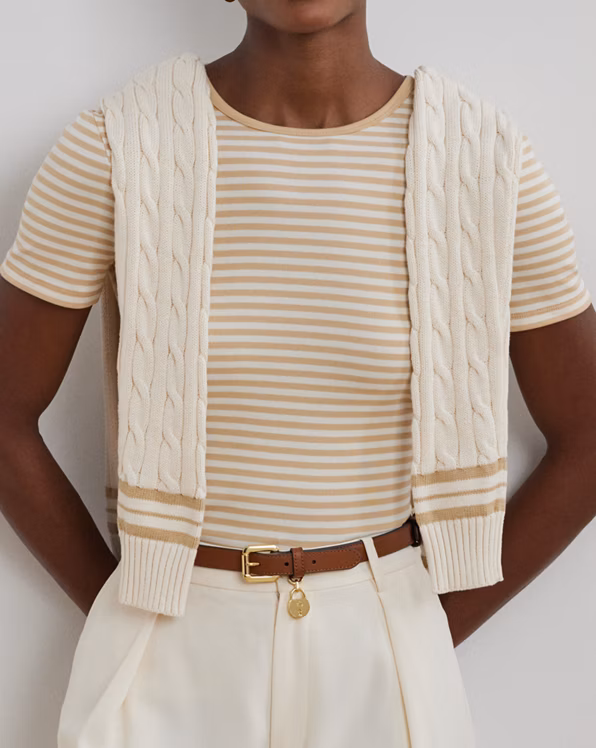 Striped Stretch Cotton Crewneck Tee