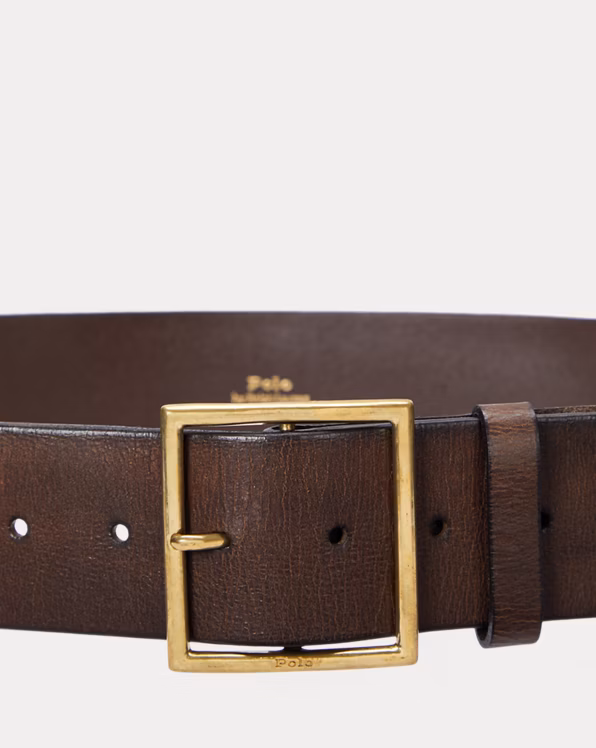 Square-Buckle Leather Belt