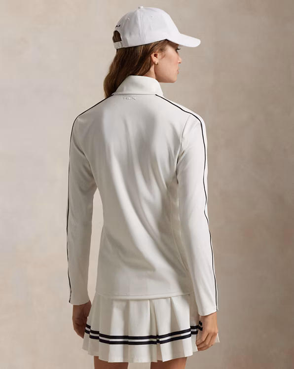 Piped-Trim Stretch Interlock Quarter-Zip