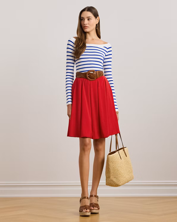 Striped Ballet-Neck Jumper