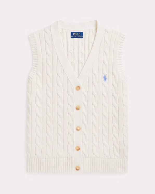 Cable-Knit Cotton Sleeveless Jumper