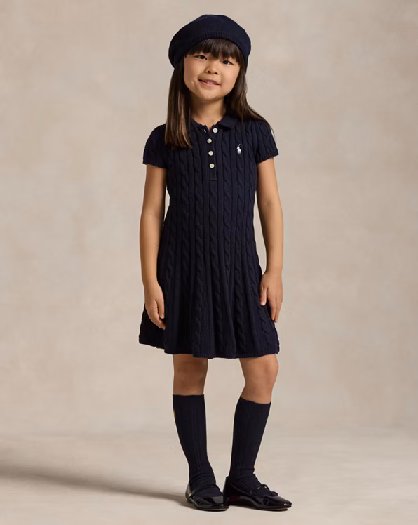Cable-Knit Cotton Polo Jumper Dress