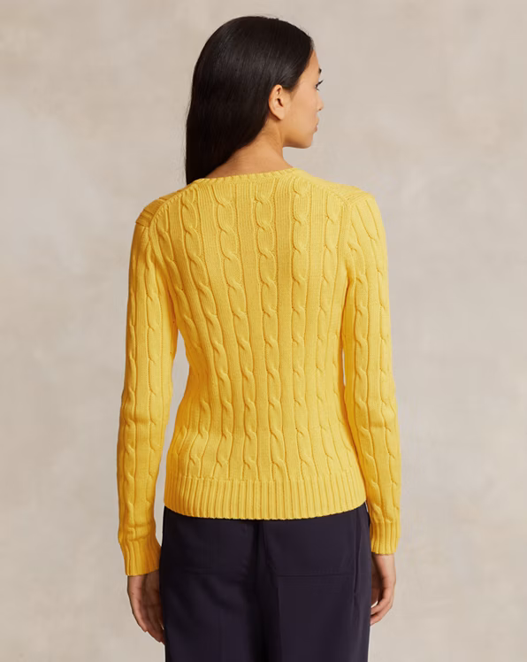 Cable-Knit Cotton V-Neck Jumper