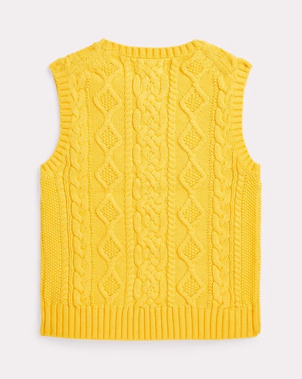 Aran-Knit Cotton Sleeveless Jumper