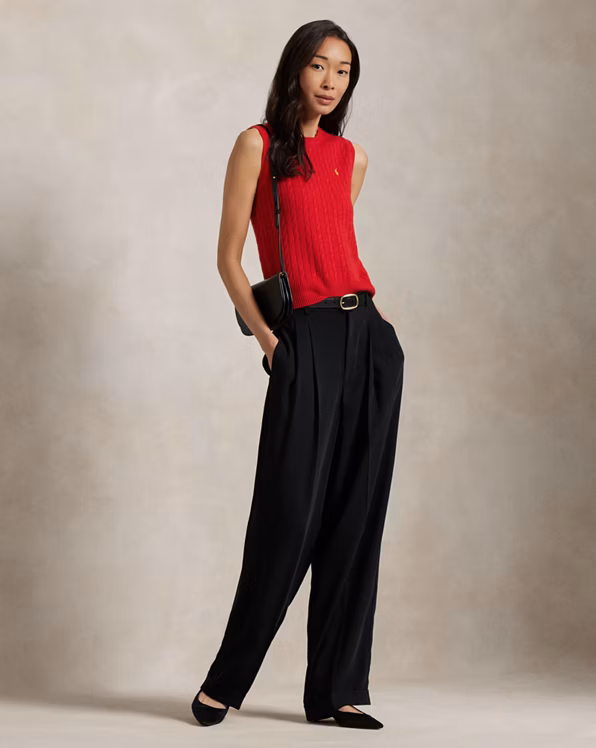 Cable Wool-Cashmere Sleeveless Jumper