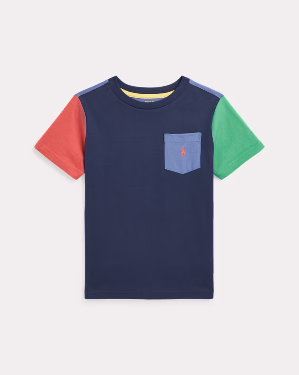 Colour-Blocked Cotton Pocket T-Shirt