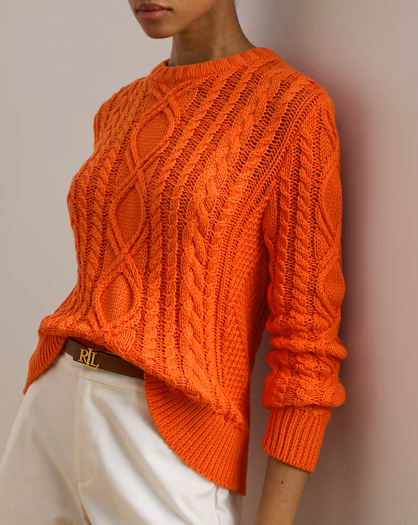 Aran-Knit Cotton-Blend Crewneck Jumper