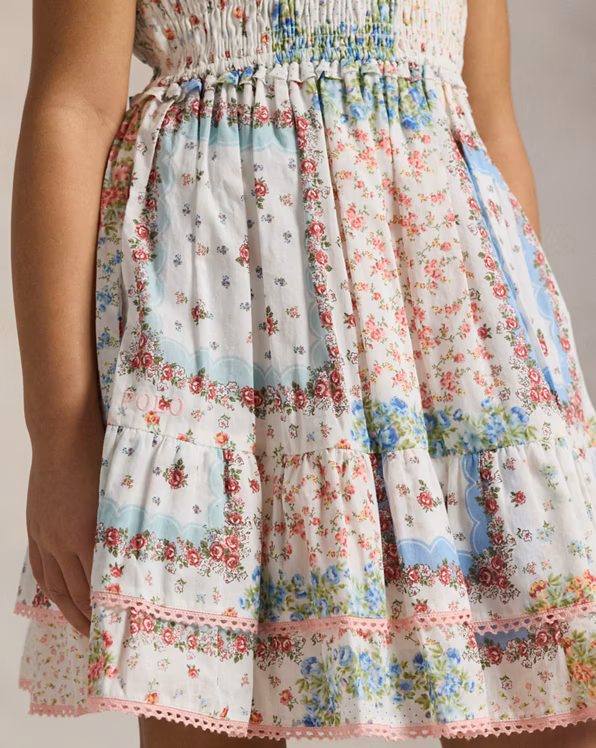 Floral Smocked Cotton Batiste Dress