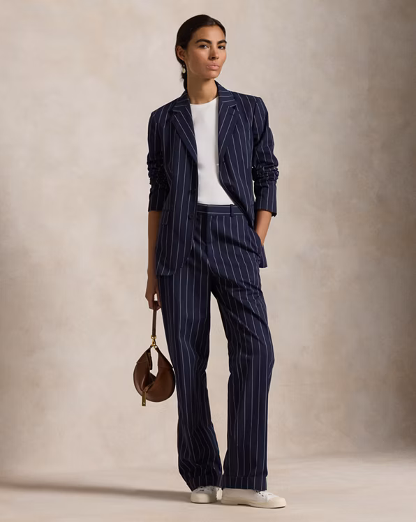Pinstripe Cotton-Linen Blazer