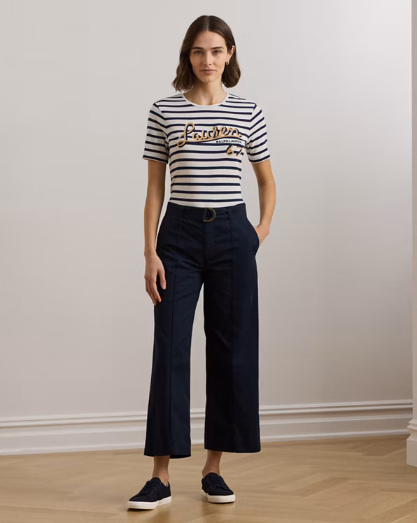Logo Striped Cotton-Blend Jersey Tee