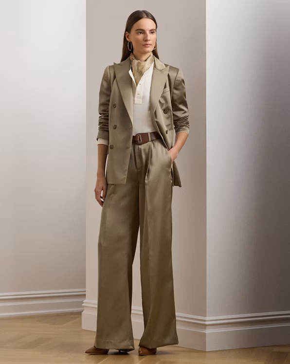 Satin Charmeuse Wide-Leg Trouser