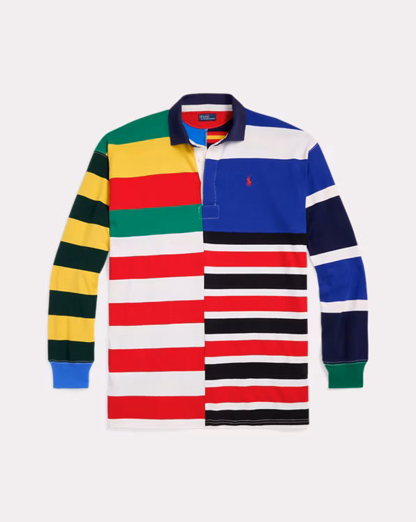 Patchwork-Stripe Jersey Rugby Shirt