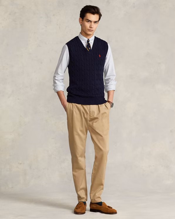 Cable-Knit Cotton Sleeveless Jumper