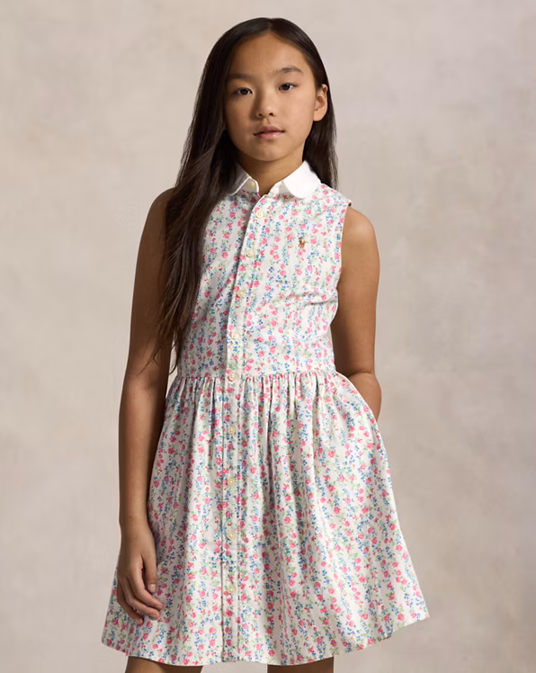 Floral Cotton Oxford Shirtdress