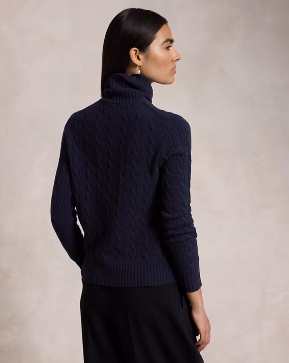 Wool-Cashmere Cable Roll Neck Jumper