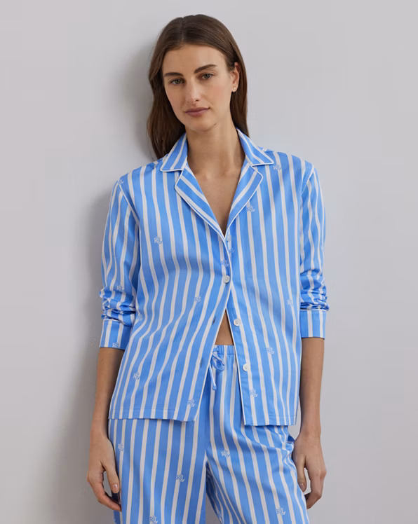 Logo Striped Sateen Sleep Set