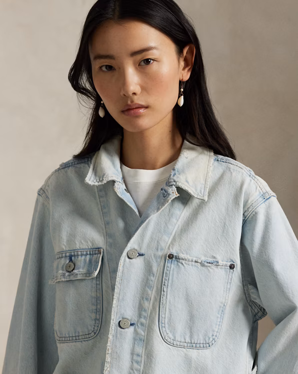 Distressed Denim Utility Jacket