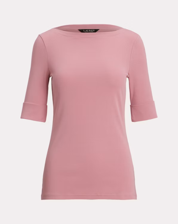 Stretch Cotton Boatneck Tee