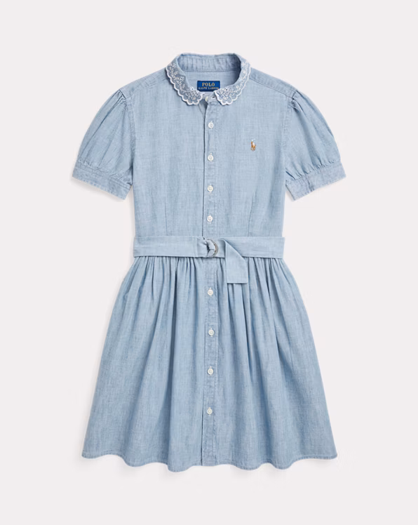 Belted Indigo Chambray Shirtdress