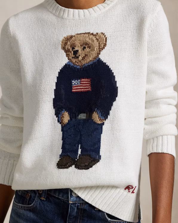 Polo Bear Linen-Cotton Crewneck Jumper