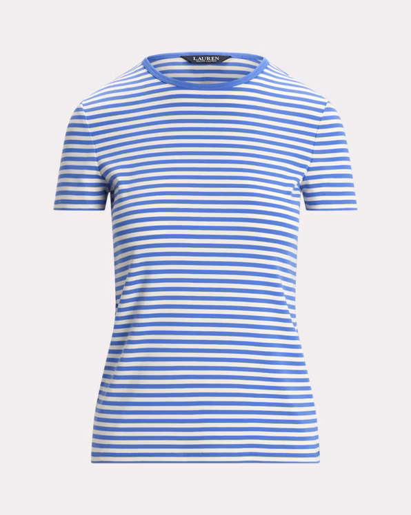 Striped Stretch Cotton Crewneck Tee