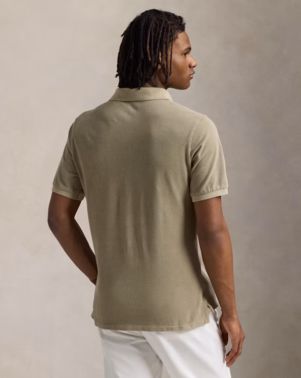 Custom Slim Mineral-Dyed Mesh Polo Shirt