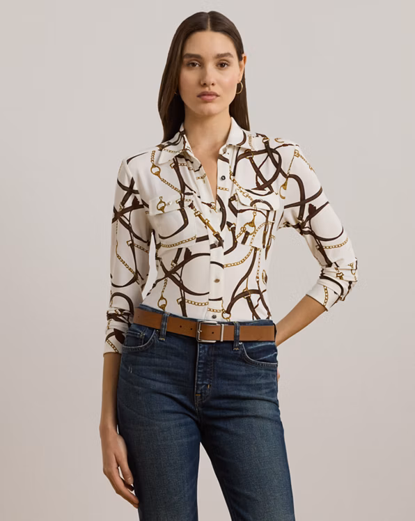 Slim Fit Belting-Print Jersey Shirt