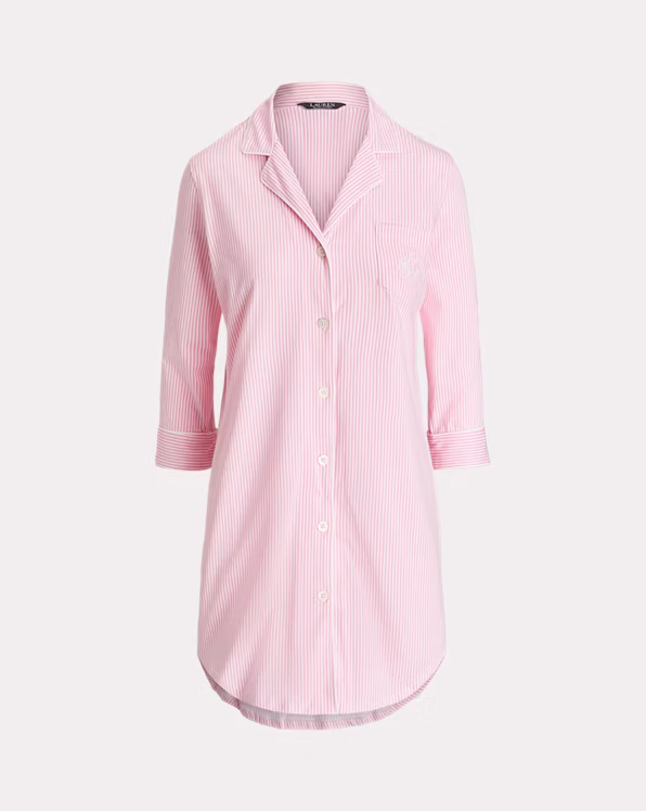 Striped Cotton Jersey Sleep Shirt