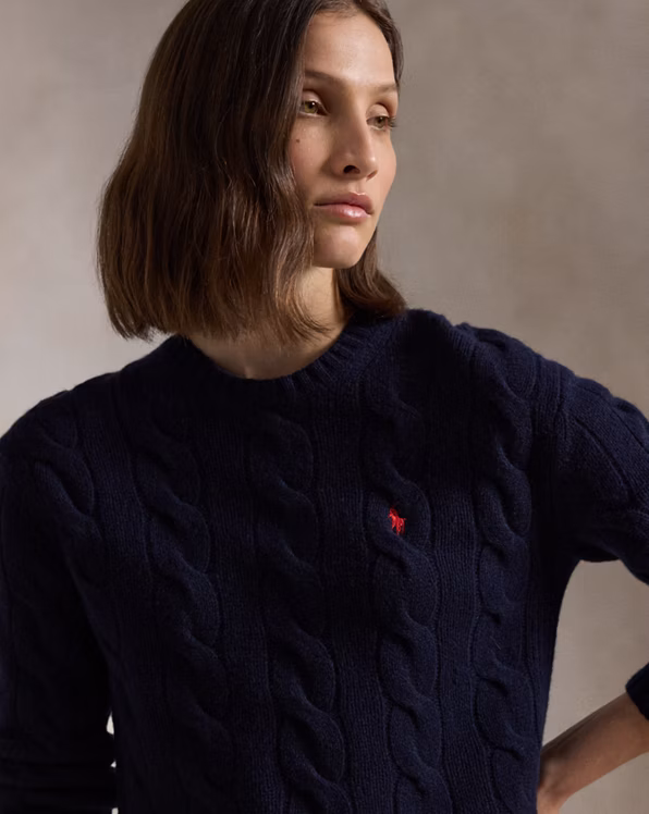 Classic Fit Cable Wool-Cashmere Jumper