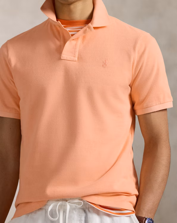 Custom Slim Mineral-Dyed Mesh Polo Shirt