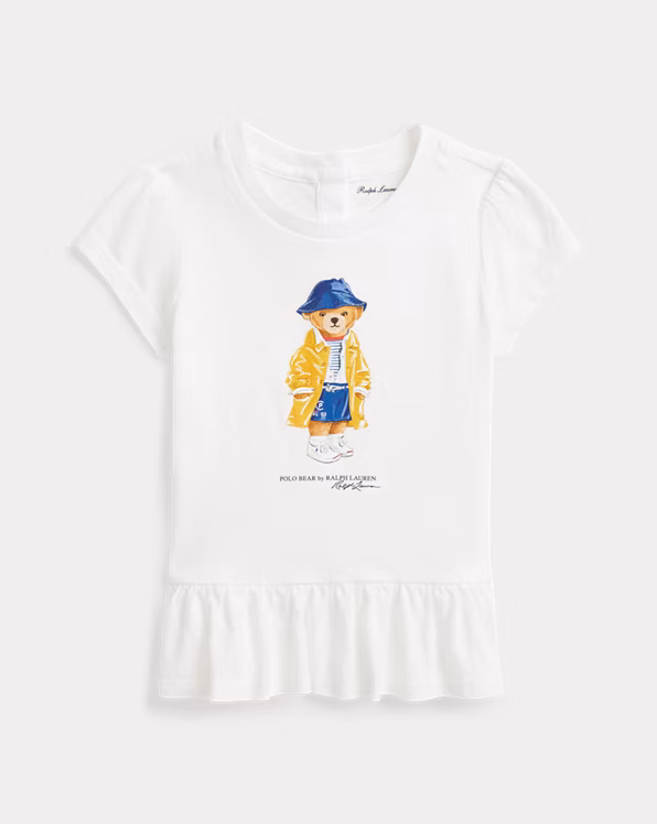 Polo Bear Cotton Jersey Peplum T-Shirt