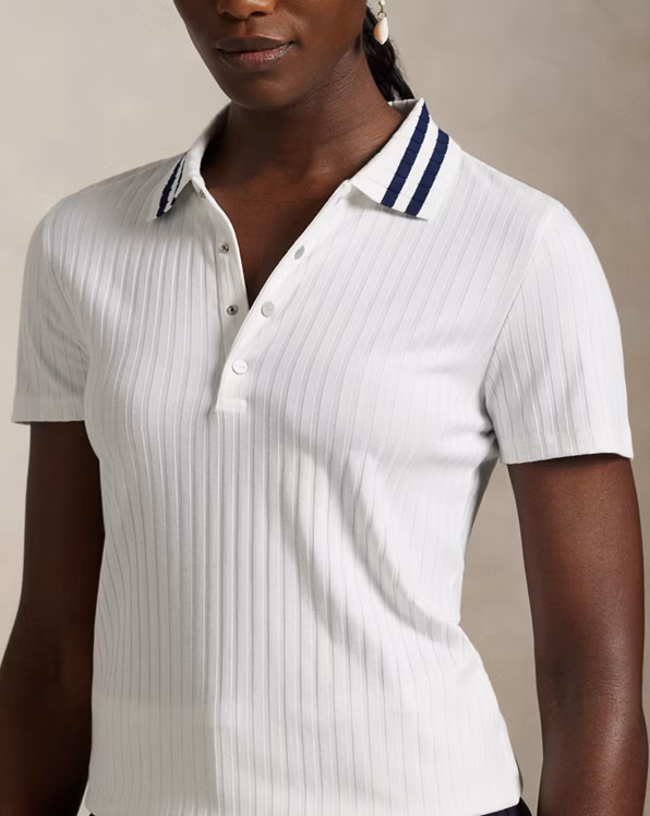 Slim Fit Rib-knit Polo Shirt